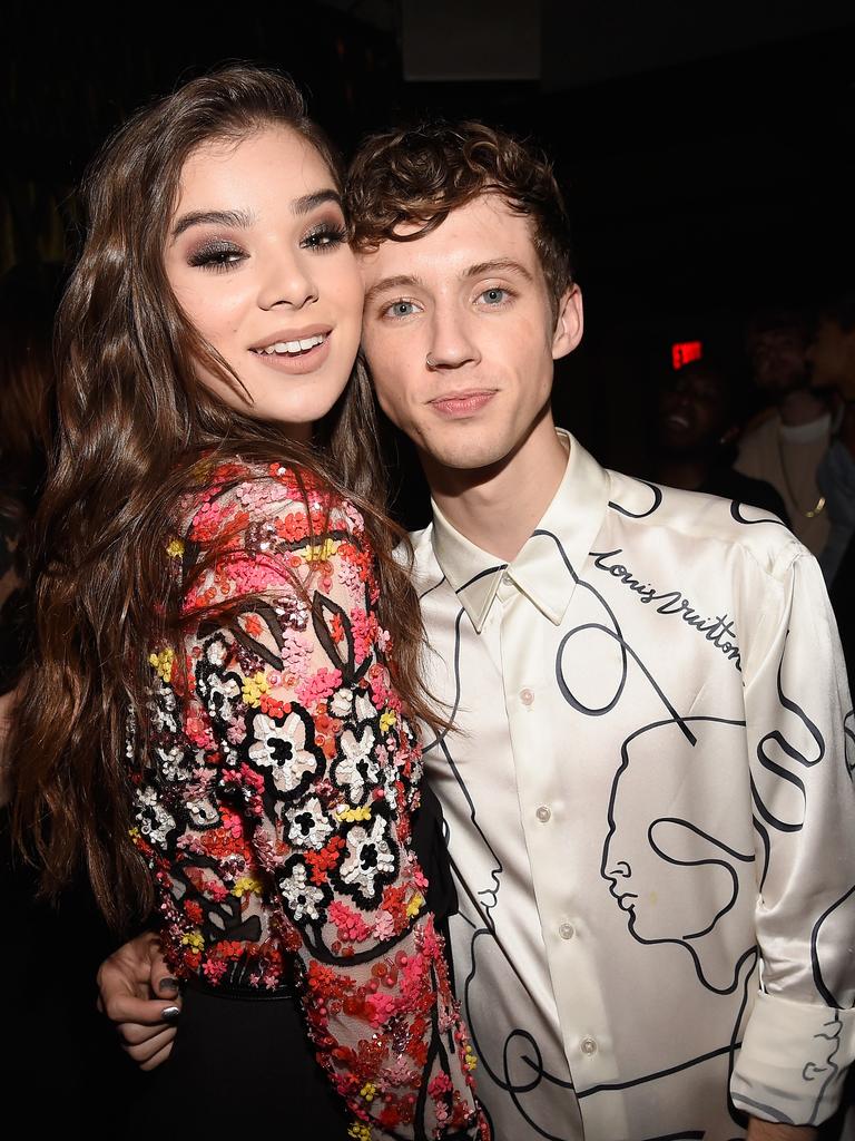 Hailee Steinfeld and Troye Sivan attend the 2016 MTV Video Music Awards Republic Records After Party in New York City. Picture: Getty