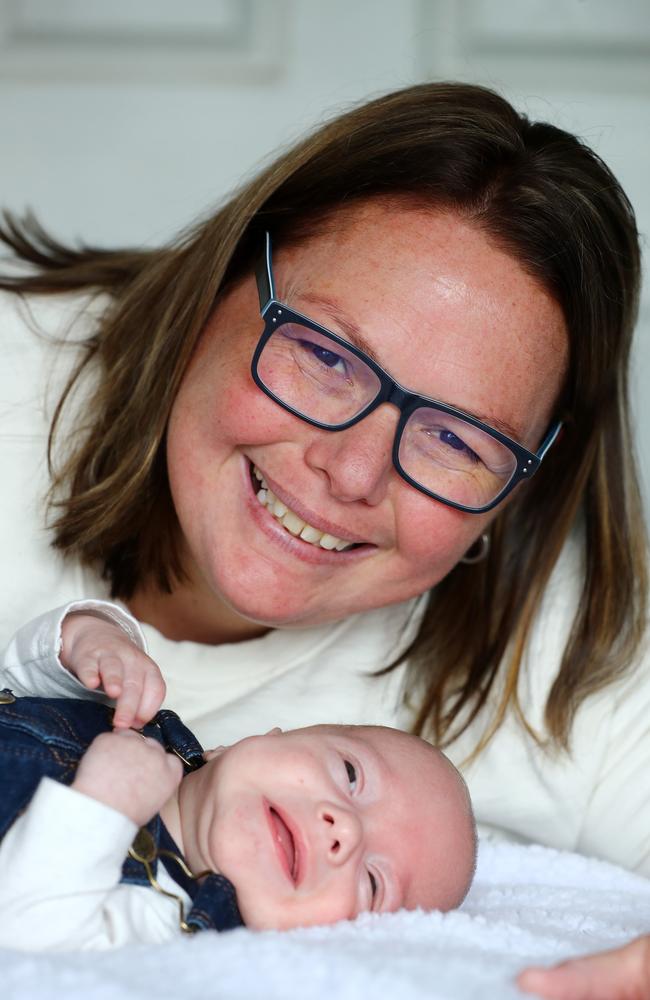 Kathryne Tabb with Charlie, four months old, who was born at 28 weeks. Picture: Alison Wynd