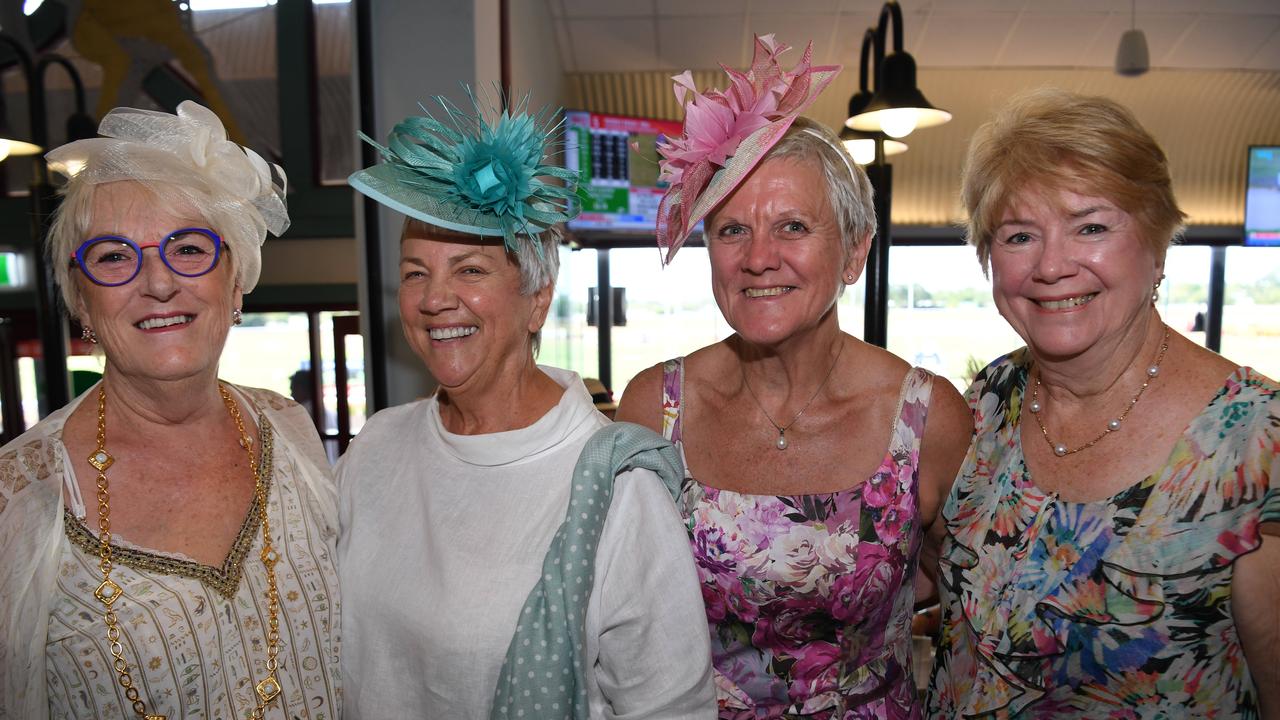 LR: Heather Keighley, Marion Elix, Sonia Davies and Sue Struck at Darwin Ladies Day. Picture: (A)manda Parkinson