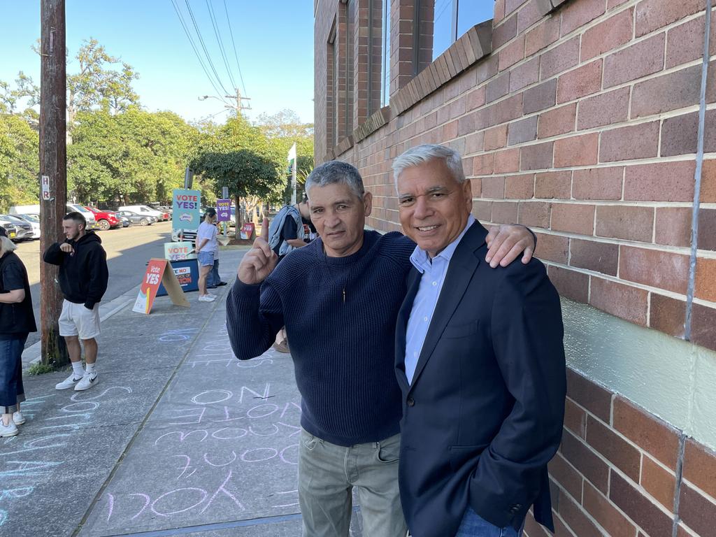 Mark Merriman, Gadigal Elder and key No campaigner Warren Mundine at Randwick Town Hall. Picture: Alexi Demetriadi/The Australian