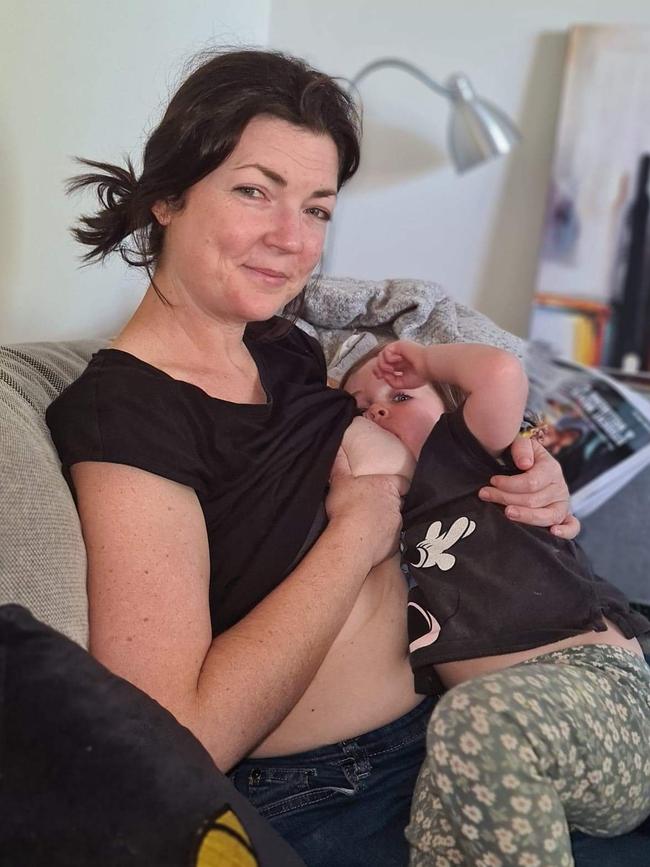 Jacqui was forced to stop breastfeeding her daughter Evie following her cancer diagnosis. Picture: Supplied