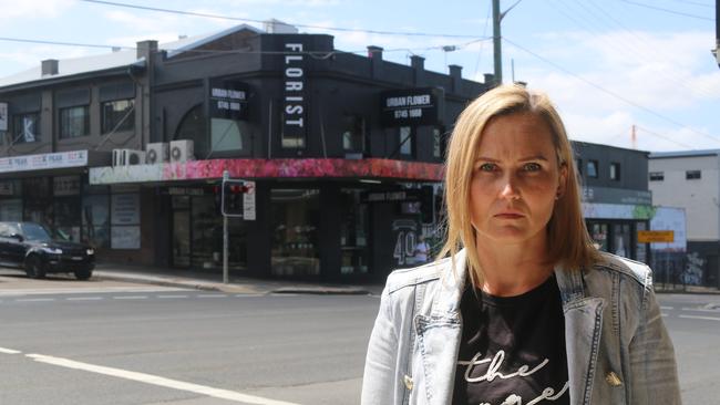 Carli Jeffrey at the corner of Parramatta and Burwood roads, Concord. The property and business is being acquired by the NSW Government for the Sydney Metro West project.