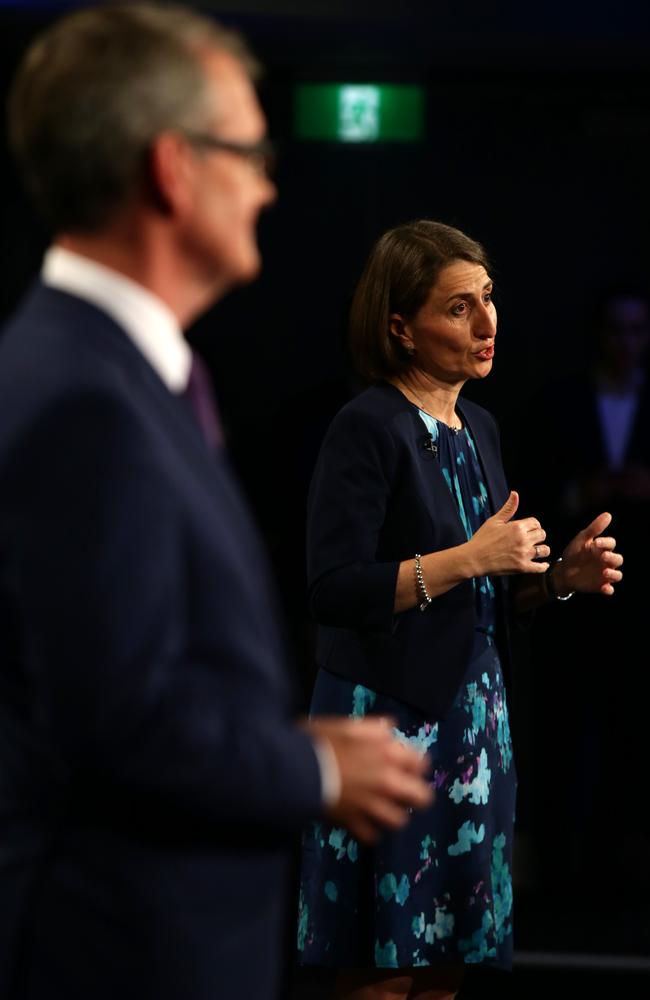 Premier Gladys Berejiklian and Opposition Leader Michael Daley at the forum. Picture: Jonathan Ng