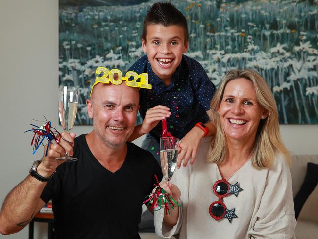 Dean Dezius and his partner, Meredyth, 43, and their son, Maxwell, 9, are celebrating at home. Picture: Justin Lloyd.