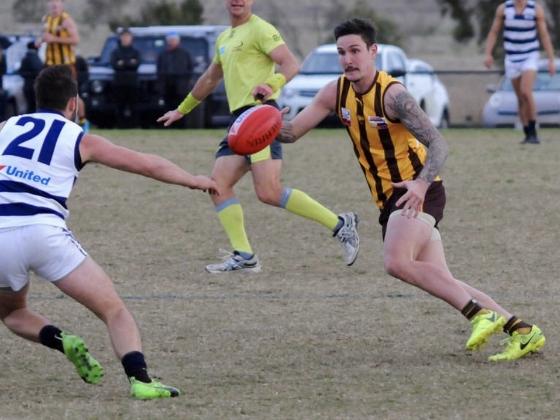 Anthony Brolic competes for the ball against Doncaster this year. Picture: Gavin Morris