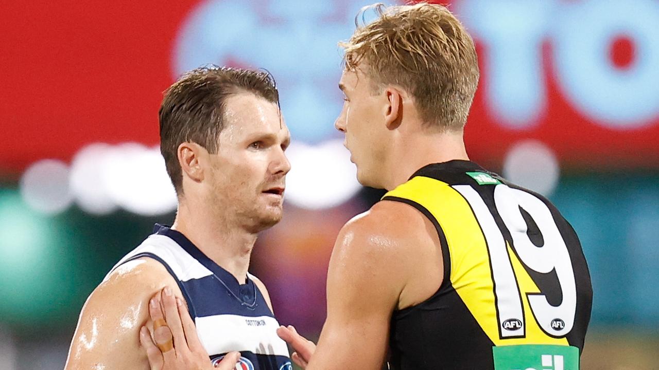 Patrick Dangerfield of the Cats had one of his quietest games for the year. Picture: Michael Willson