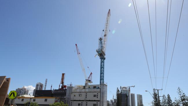 Cranes remain in the skies of the Gold Coast. Picture Glenn Hampson