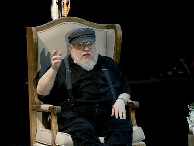 US writer George R.R Martin, author of the book series Game of Thrones, speaks during a conference at the Guadalajara International Book Fair in Guadalajara, Mexico on December 2, 2016. / AFP PHOTO / STR