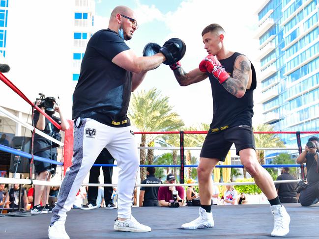 Aussie super-lightweight world title prospect Liam Paro fought on a Jake Paul undercard in 2021. Picture: Julio Aguilar/Getty Images