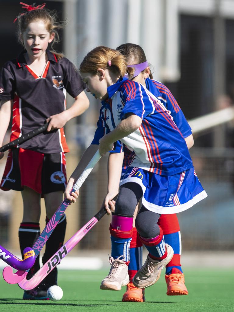 Lily Veal of Rangeville against Past High in under-11 girls Presidents Cup hockey at Clyde Park, Saturday, May 27, 2023. Picture: Kevin Farmer