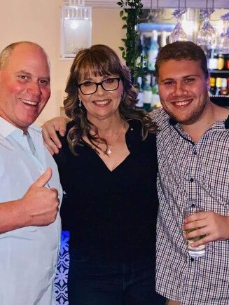 Senior Constable David (Dave) Masters was tragically killed overnight on the Bruce Highway trying to stop a stolen vehicle. Dave pictured with wife Sharon and son Jack. Picture Supplied.
