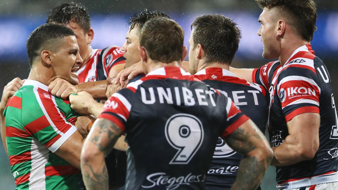 Cody Walker and Roosters players were involved in a tussle in Round 1. 