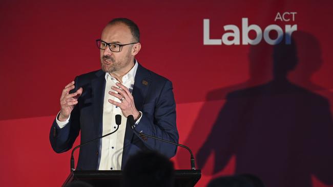 Chief Minister Andrew Barr speaks at the ACT Labor Campaign launch in Canberra. Picture: NewsWire / Martin Ollman