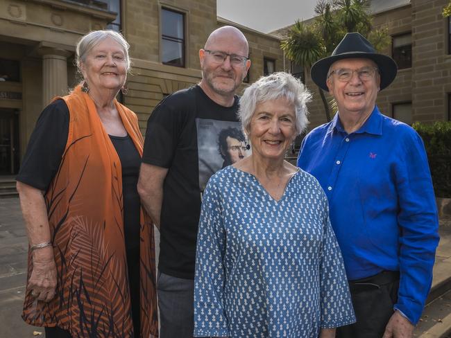 Margaret Reynolds, Professor Hamish Maxwell Stewart, Lucy Frost from Digital History Tasmania and architect Robert Morris Nunn at Treasury Complex on Murray St. Picture: Caroline Tan