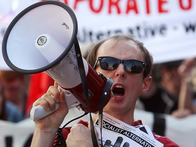 University students protest in Sydney about funding cuts.