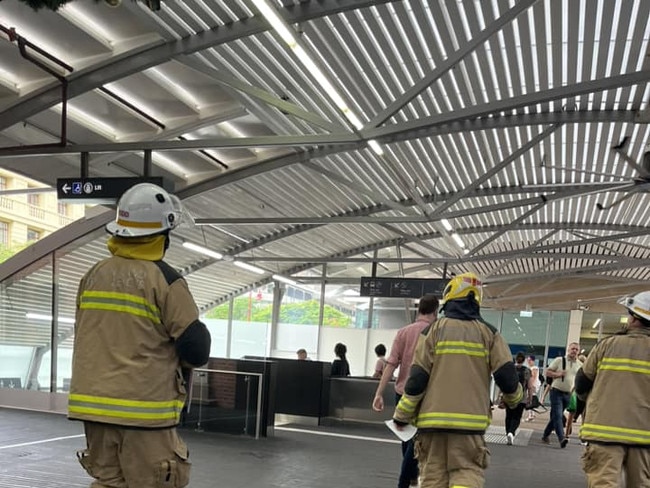 Firefighters at Central Station. Picture: Tania Parker