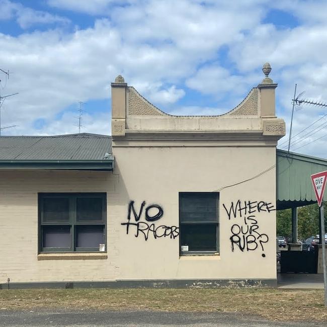 Maffra's Macalister Hotel was graffitied earlier this year. Picture: Supplied