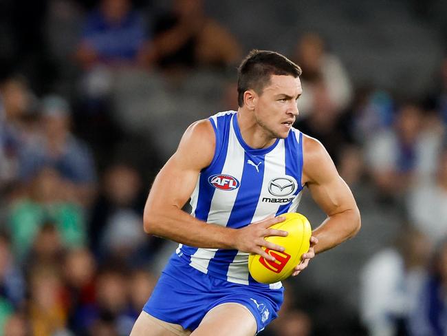 Luke Davies-Uniacke of the Kangaroos in action. (Photo by Dylan Burns/AFL Photos via Getty Images)