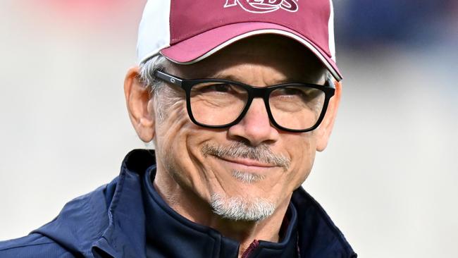 CHRISTCHURCH, NEW ZEALAND - MAY 4: Head Coach Les Kiss of the Reds reacts prior to the round 11 Super Rugby Pacific match between the Crusaders and Queensland Reds at Apollo Projects Stadium, on May 4, 2024, in Christchurch, New Zealand. (Photo by Kai Schwoerer/Getty Images)