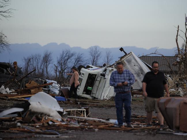 The downtown area of Mayfield, Kentucky after multiple tornadoes tore through parts of the lower Midwest. Picture: AFP