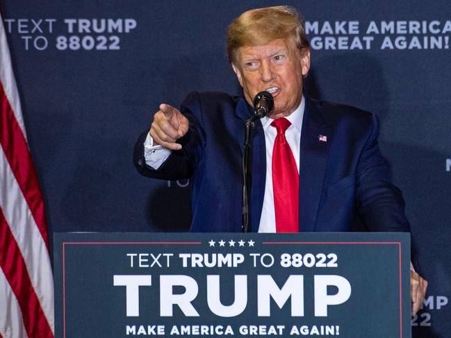 (FILES) (FILES) In this file photo Former US President Donald Trump speaks during a Make America Great Again rally in Manchester, New Hampshire, on April 27, 2023. US prosecutors have told Donald Trump's lawyers that he is the target of a probe into his handling of classified documents after leaving the presidency, in a sign he might be indicted, US media reported June 7, 2023. (Photo by Joseph Prezioso / AFP)