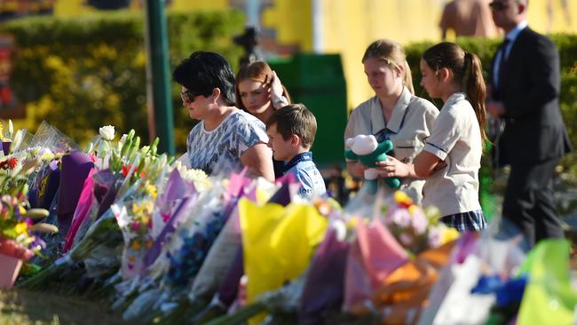 The floral tribute left at Dreamworld in the wake of the tragedy. Picture: Nigel Hallett