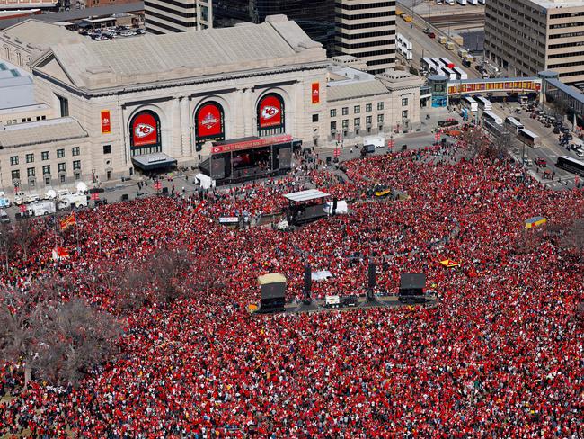 Kansas City Chiefs fans gathered at Union Station. Picture: David Eulitt/Getty Images/AFP
