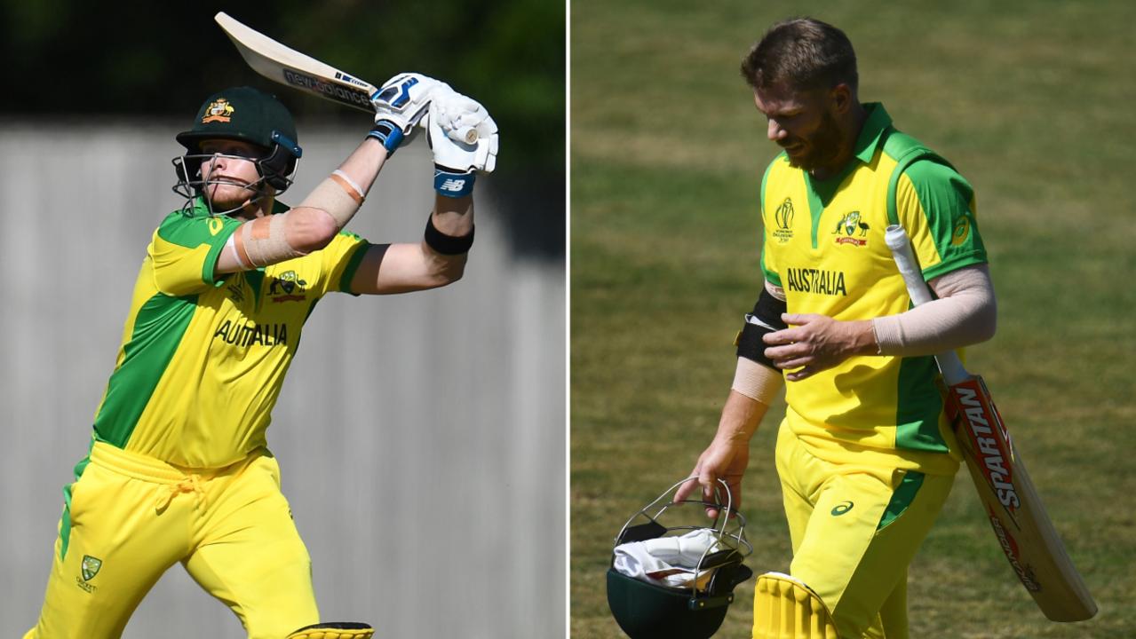 Steve Smith and David Warner had varying fortunes in Australia's first warm-up match in the UK.
