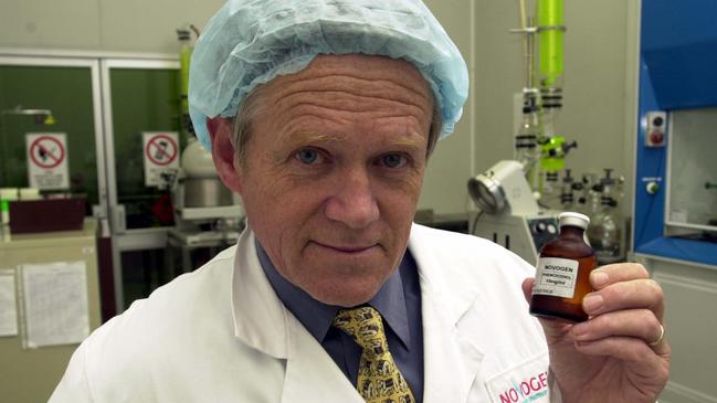 Graham Kelly, pictured at Novogen in 2001. Picture: Jim Trifyllis
