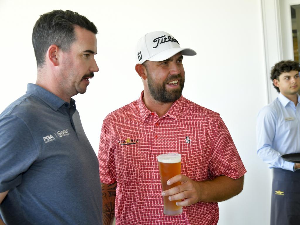 Ryan Peake celebrates his Sandbelt Invitational win. Photo: Paul Shire