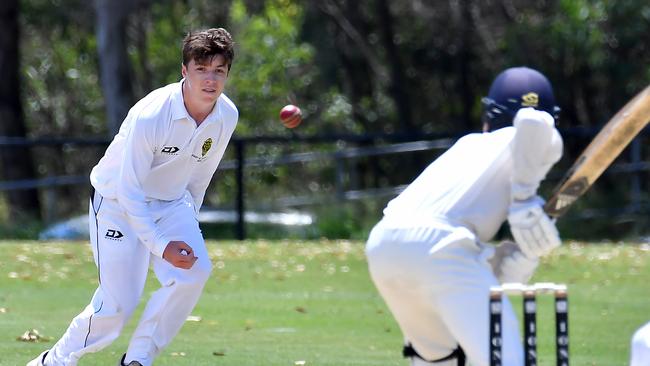 St Laurence's College bowler Mackenzie Douglas . Picture, John Gass