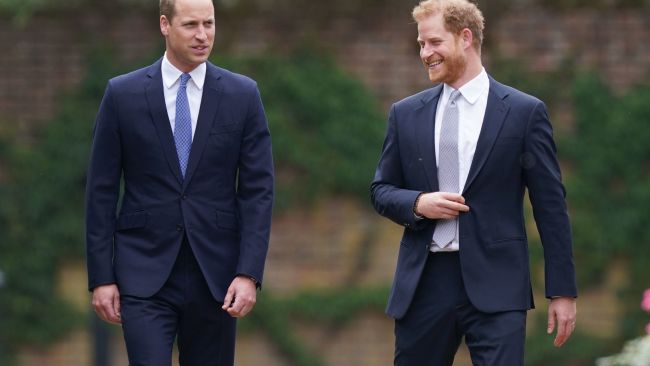 Prince William and Prince Harry arrive for the unveiling of a statue they commissioned of their mother Diana. Picture: Getty Images