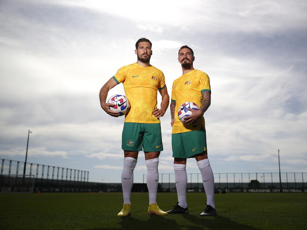 Melbourne City teammates Mathew Leckie (left) and Jamie Maclaren are heading to the World Cup. Picture: Robert Cianflone/Getty Images