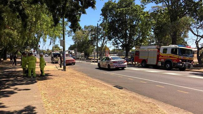 At approximately 10.30am today a crash in front of Maryborough High School blocked off part of Kent St. Picture: Boni Holmes