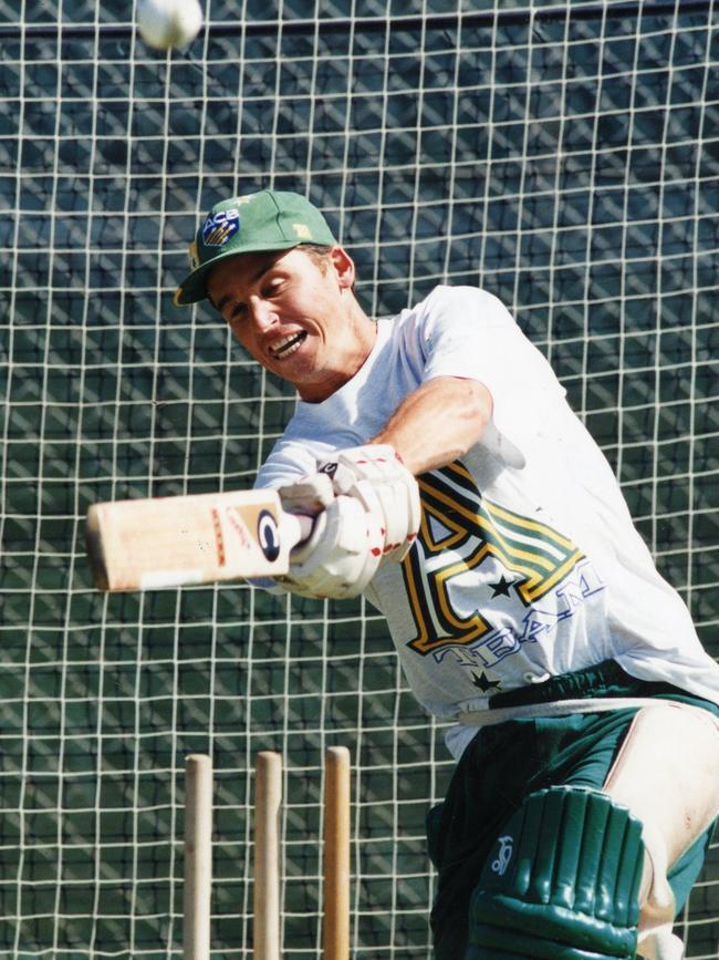 Robertson tees off in the nets while preparing for an Australia A match.