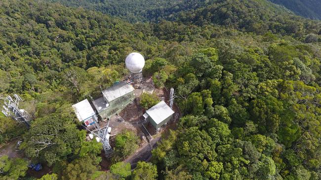 An aerial view of the Bureau of Meteorology radar station at Saddle Mountain. Picture: BOM