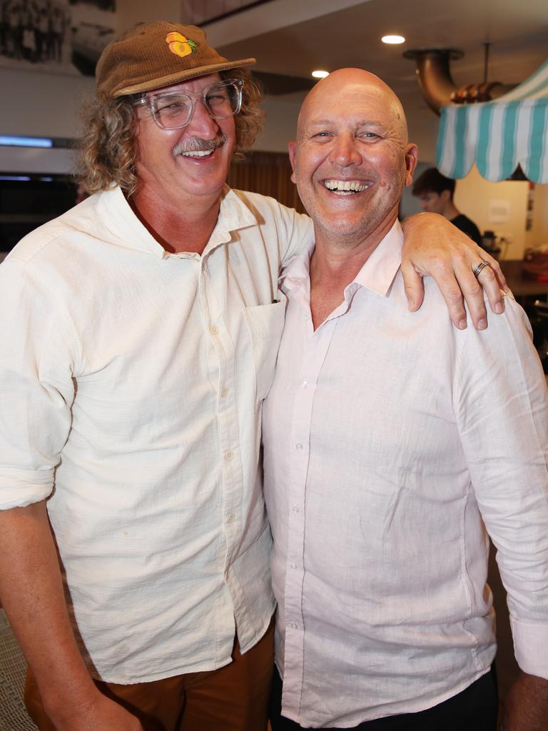 Anthony Todd and Dave Boyd at the BMD Northcliffe SLSC Sportsman’s Luncheon. Picture: Glenn Hampson.