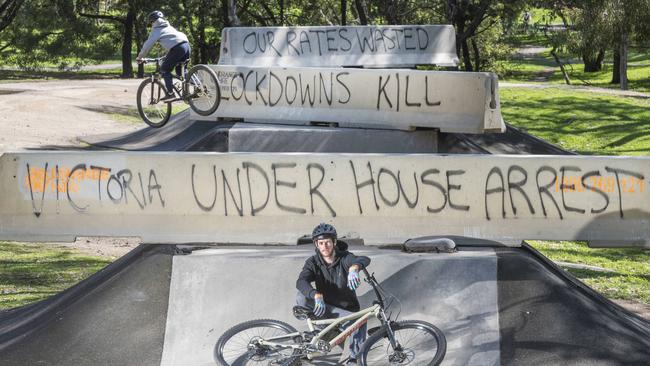 Large concrete bollards prevent skate parks from being used. Picture: Rob Leeson