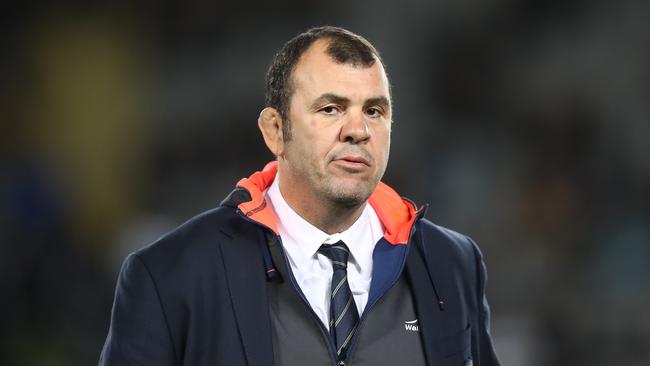 AUCKLAND, NEW ZEALAND - AUGUST 25:  Wallabies coach Michael Cheika during The Rugby Championship game between the New Zealand All Blacks and the Australia Wallabies at Eden Park on August 25, 2018 in Auckland, New Zealand.  (Photo by Phil Walter/Getty Images)