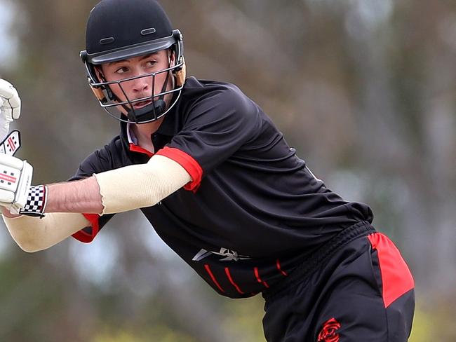 Connor Rutland of Essendon batting during the Premier Cricket: Greenvale v Essendon at Greenvale Reserve on Saturday, October 7, 2017, in Greenvale, Victoria, Australia.Picture: Hamish Blair