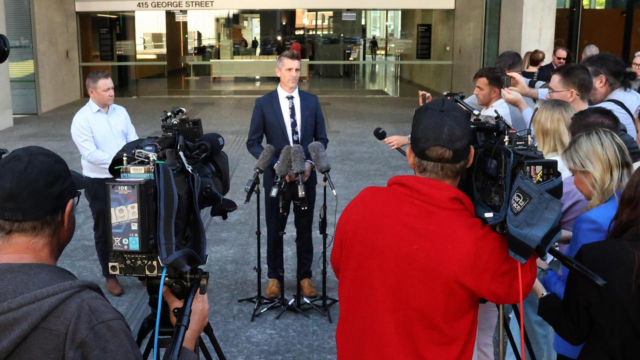 Lee Lovell speaking to media after sentencing at the Supreme Court of Qld. Picture: Liam Kidston