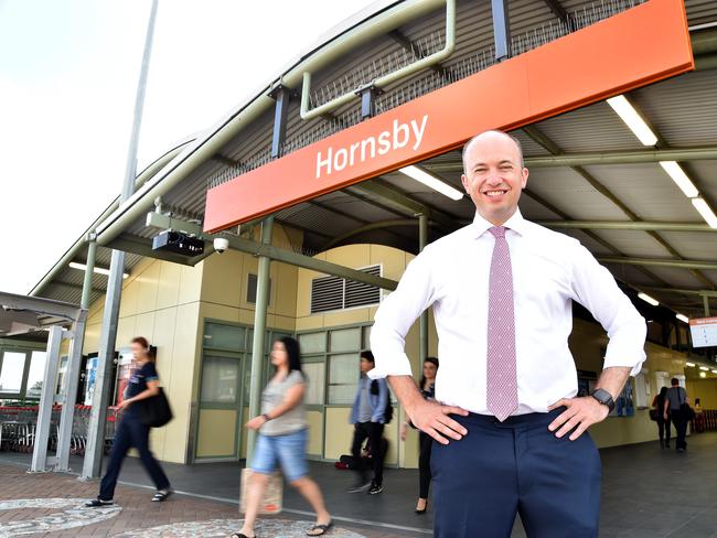 Hornsby state Liberal MP Matt Kean at Hornsby Station at Hornsby on Tuesday December 4th. Hornsby MP Matt Kean is set to announce a new commuter carpark for Hornsby. (AAP IMAGE / Troy Snook)