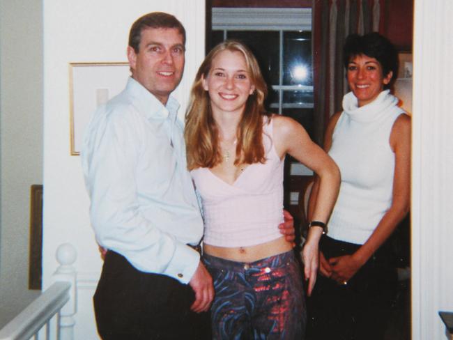 Prince Andrew and Virginia Roberts, aged 17 at Ghislaine Maxwell's townhouse in London, Britain on March 13 2001. Picture: Florida Southern District Court