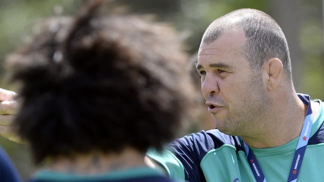 Waratahs Coach Michael Cheika takes a training session at Moore Park. Picture: Craig Wilson