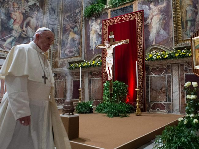 Pope Francis at the Vatican earlier this week during a global child protection summit. Picture: AFP/Vatican media 