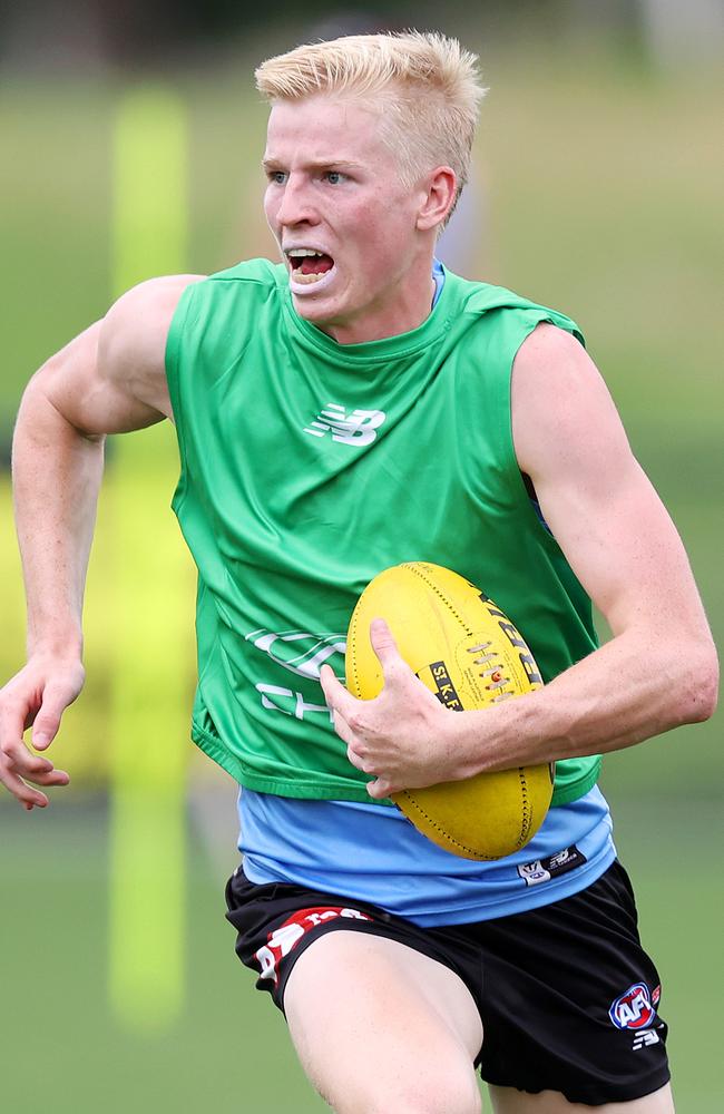 Running machine Tobie Travaglia should play early for St Kilda. Picture: Mark Stewart