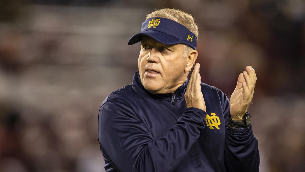 US College football coach Brian Kelly informed his team of his departure via text. (Photo by Scott Taetsch/Getty Images)