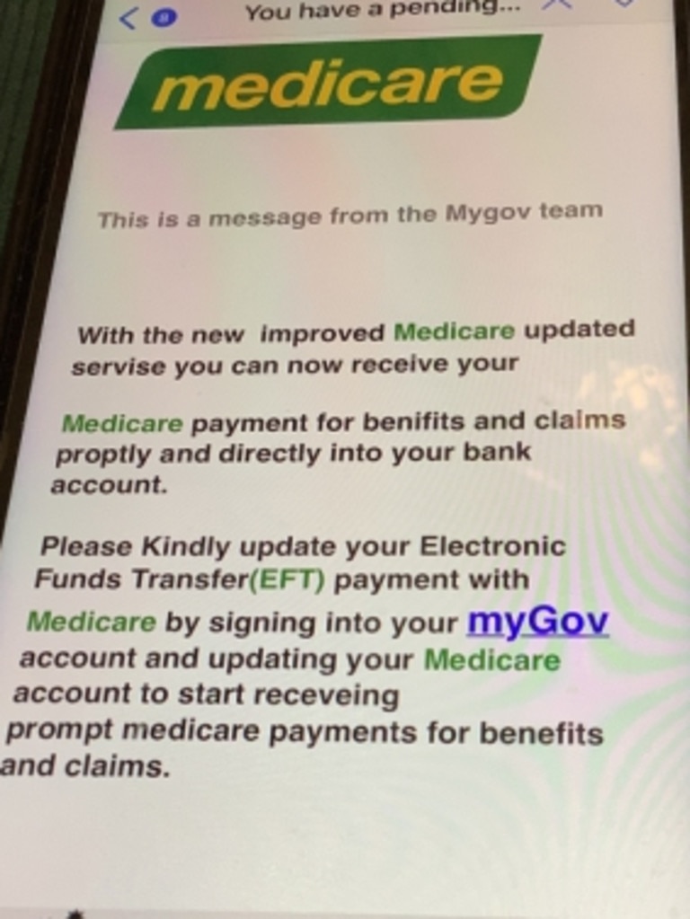 The fraudulent Medicare email. Picture: ACCC