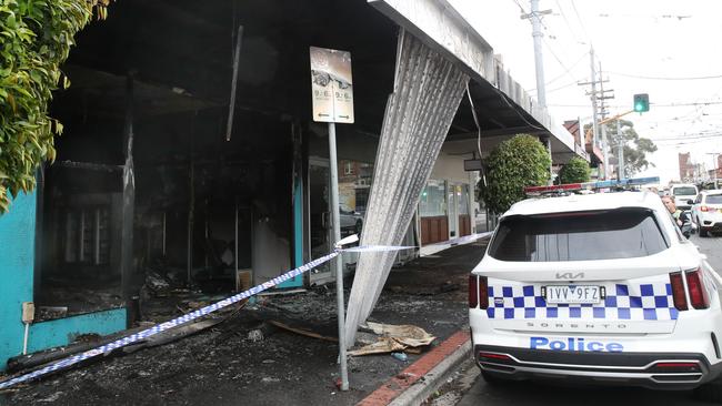 A tobacco shop in Caulfield South has been damaged after a suspected fire bombing.Picture: David Crosling