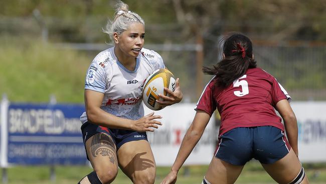 Next Gen 7s action between NSW and Queensland in round one. Photos: Supplied/Karen Watson